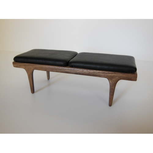 Nolan Bench In Walnut With Black, Leather Bench Cushions
