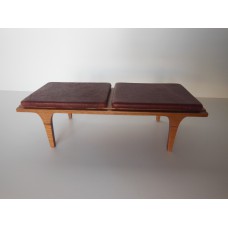 Wide Nolan Bench in Cherry with Cordovan Leather Cushion