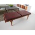 Wide Nolan Bench in Cherry with Cordovan Leather Cushion