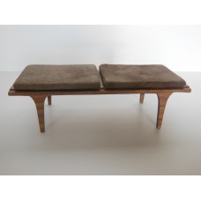 Wide Nolan Bench in Walnut with Brown Micro Suede Cushion