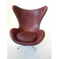 Egg Chair in Burgundy Leather Black Trim