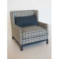 Marcel Wingback Chair in Houndstooth