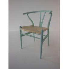 Wishbone Chair - Aqua with Natural Seat