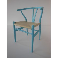 Wishbone Chair - Medium Blue with Natural Seat