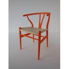 Wishbone Chair - Orange with Natural Seat