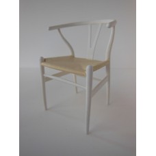 Wishbone Chair - White with Natural Seat