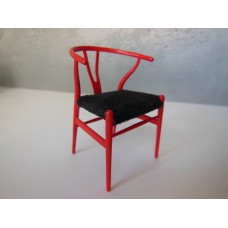 Wishbone Chair - Red with Black Microsuede Seat