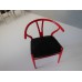Wishbone Chair - Red with Black Microsuede Seat
