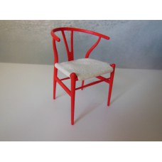 Wishbone Chair - Red with Cream Microsuede Seat