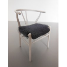 Wishbone Chair - White with Gray Hide Seat