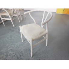 Wishbone Chair - White with Cream Microsuede Seat