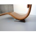 Tan Leather Chaise with Wood Base