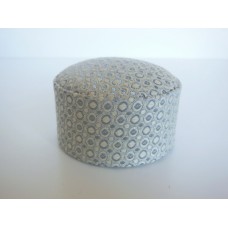 Large Round Ottoman in Cream/Blue