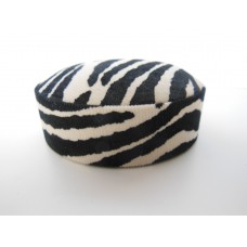 Zebra Print Round Ottoman in Black/White