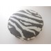 Zebra Print Round Ottoman in Gray/Cream