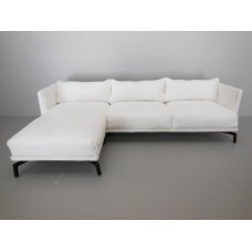 Lusso Sectional in White Micro Suede