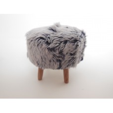 Gray Faux Fur Stool