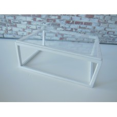 Parsons Coffee Table with Glass Top and White Base