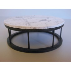 Marble Spoke Drum Table Marble/Black