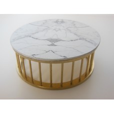 Marble Spoke Drum Table Marble/Gold