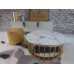 Marble Spoke Drum Table Marble/Gold