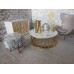 Marble Spoke Drum Table Marble/Gold