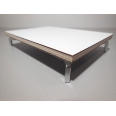 White Laminate Coffee Table with Silver J Leg