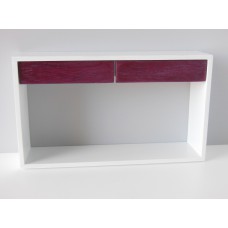 Emerson Console Table with White Base and Purple Heart Drawers