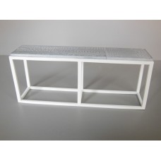 Industrial Console Table - White Base with Burnished Metal Top