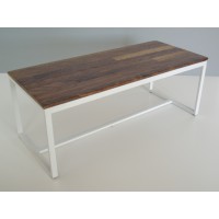 Parsons Dining Table - White Base with Walnut Top