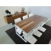 Parsons Dining Table - White Base with Walnut Top