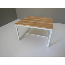 Parsons Square Dining Table - White Base with Hickory Plank Top