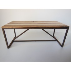 Strut Dining Table with Rust Base and Hickory Top