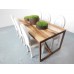 Strut Dining Table with Rust Base and Hickory Top