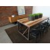 Strut Dining Table with Rust Base and Hickory Top