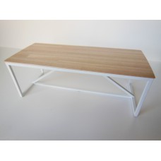 Strut Dining Table with White Base and Birch Top