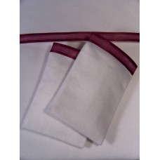 White Sheet Set with Wide Bordeaux Satin Edge