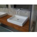 Dual Vanity Unit - Mahogany Top with Concrete Back Wall