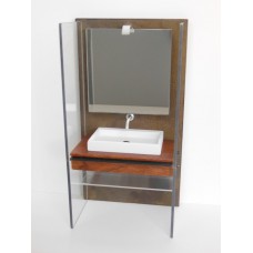 Industrial Single Vanity with Aluminum Shelf and Light Fixture