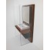 Industrial Single Vanity with Black Metal Shelf and Light Fixture