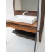 Industrial Single Vanity with Black Metal Shelf and Light Fixture