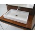 Industrial Single Vanity with Black Metal Shelf and Light Fixture