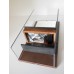 Industrial Single Vanity with Black Metal Shelf and Light Fixture