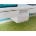 Dual Vanity Unit with Toilet - White Top with Blue Back Wall