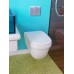 Dual Vanity Unit with Toilet - White Top with Blue Back Wall