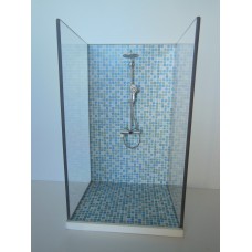 Shower Stall Unit with Blue Tile