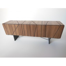 Cole Entertainment Console in Walnut with Black Base