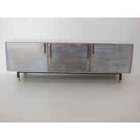 Draper Console in Distressed Wood with Black Steel Base