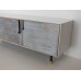 Draper Console in Distressed Wood with Black Steel Base