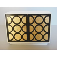 Linden 2 Door Cabinet in White/Gold/Black